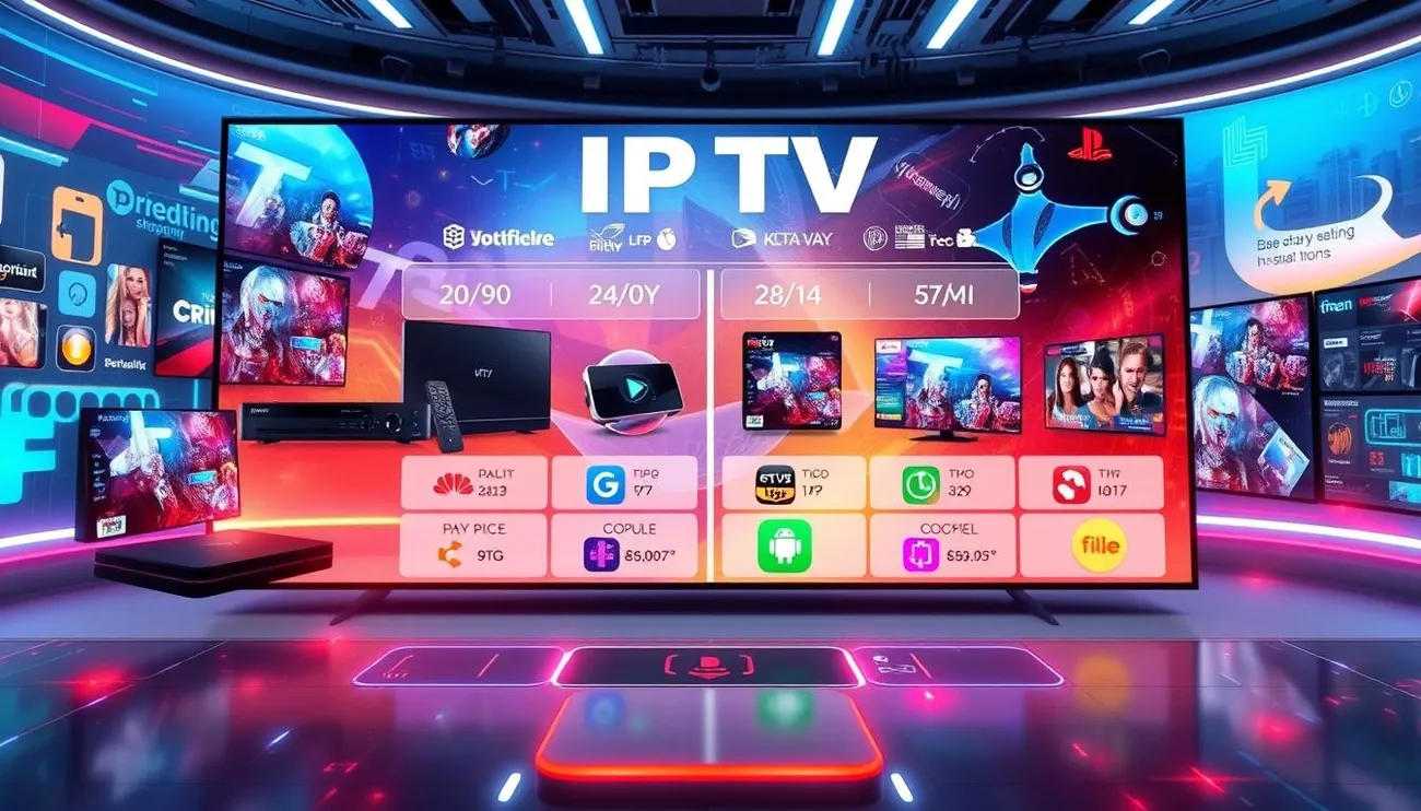 Xtream Iptv Le meilleur Abonnement en France? (Guide 2025) Comparison chart of premium IPTV services in 2025 showing quality versus price with various devices and logos.